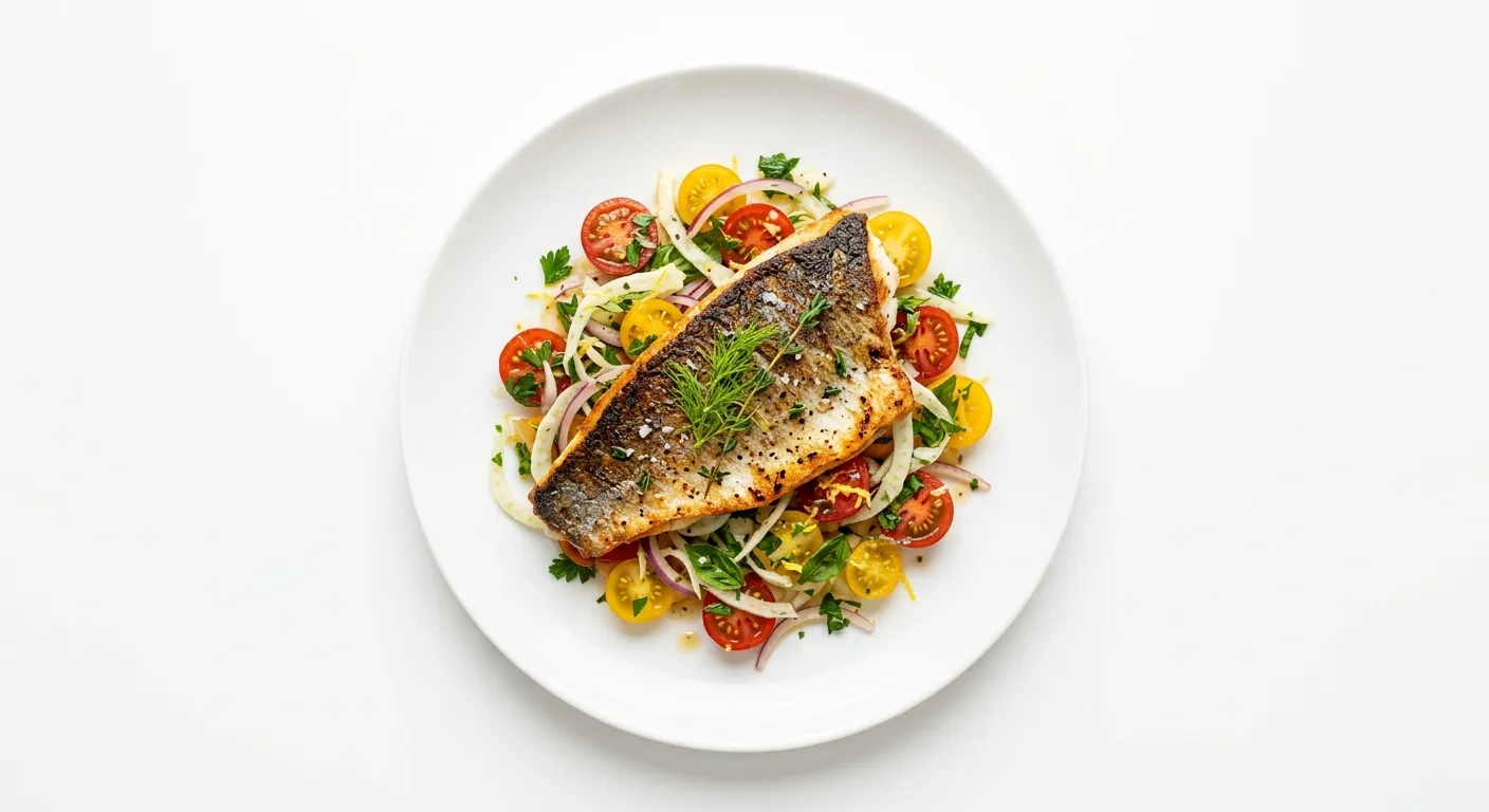 Pan-Seared Sea Bass with Tomato and Fennel Salad