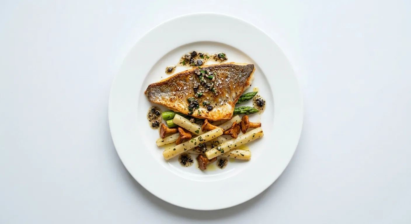 Pan-Seared Sea Bream with Salsify and Black Truffle Vinaigrette