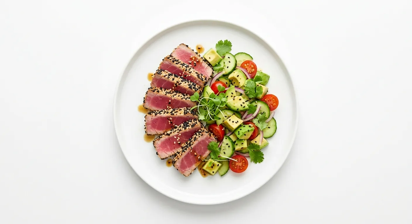 Pan-Seared Tuna with Avocado and Cucumber Salad