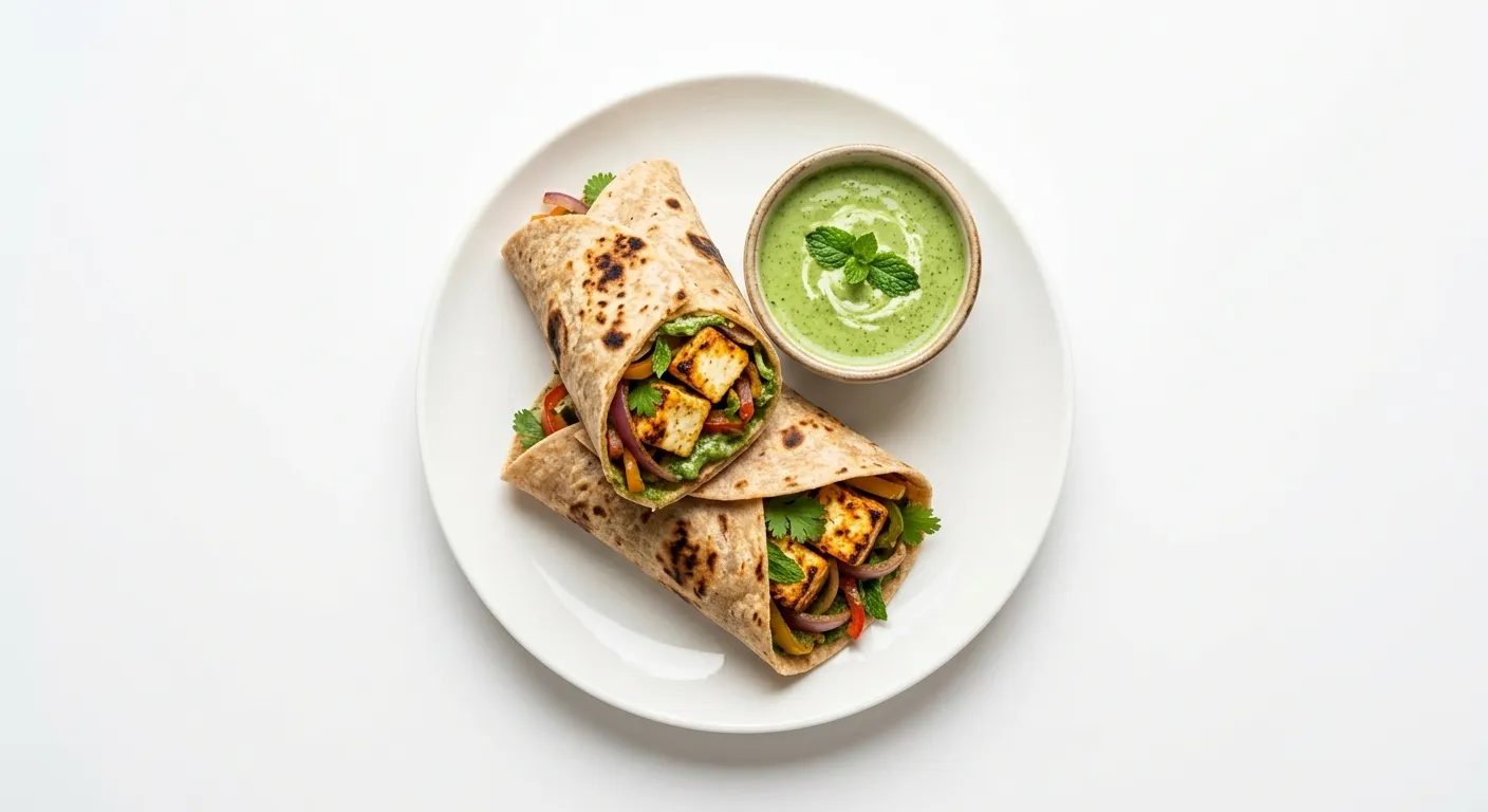 Paneer Tikka Wrap with Mint Chutney