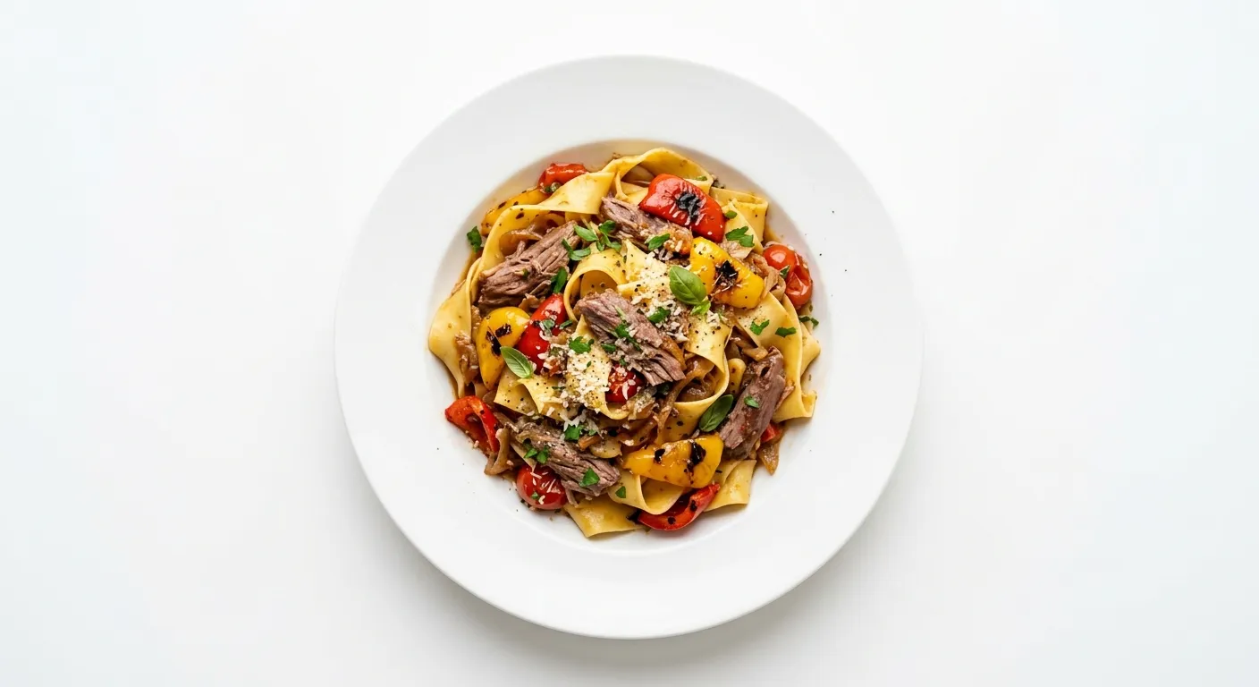 Pasta with Duck and Roasted Bell Peppers