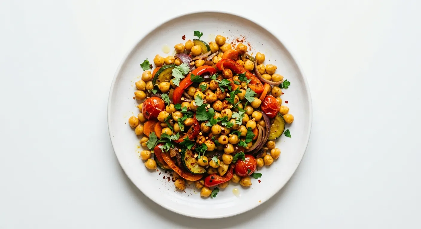 Pois chiches sautés aux légumes et épices