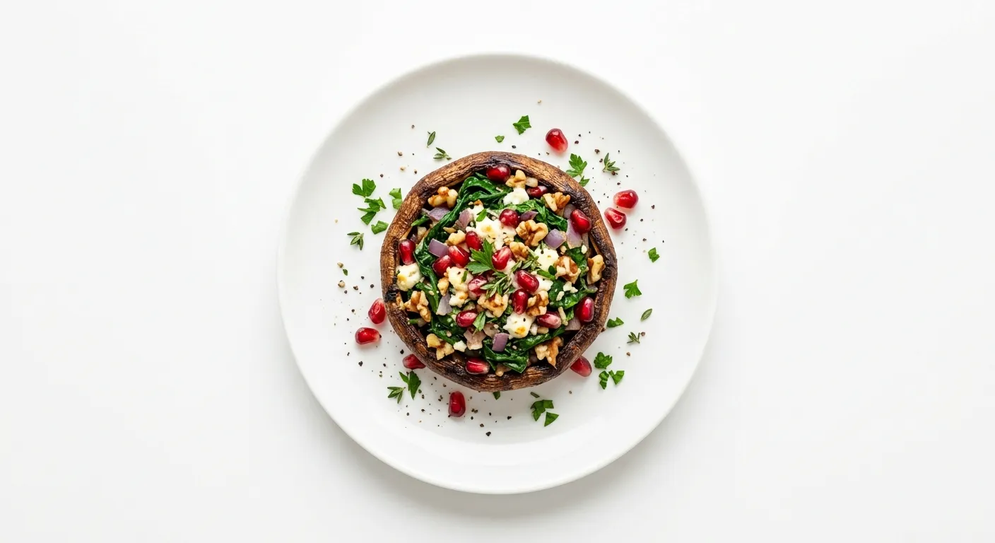 Pomegranate and Spinach Stuffed Portobello Mushrooms