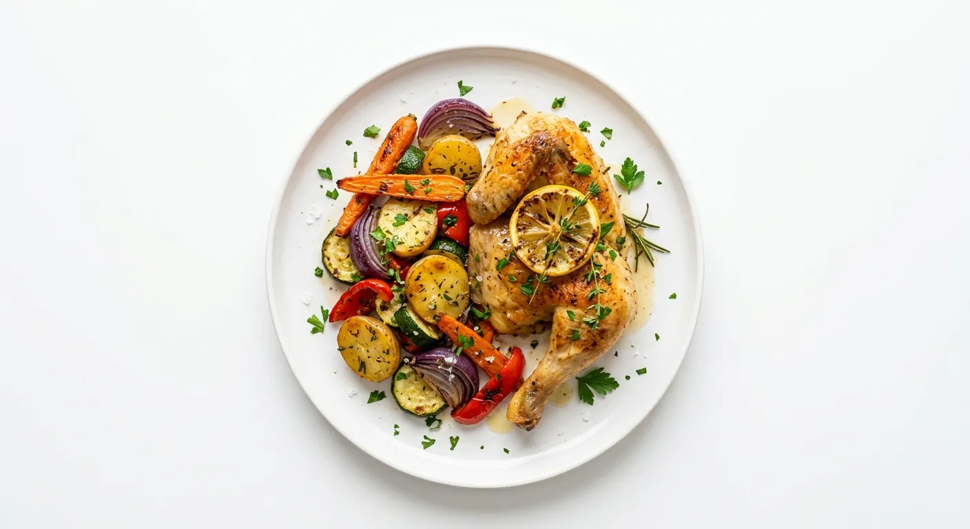 Poulet au citron et légumes rôtis
