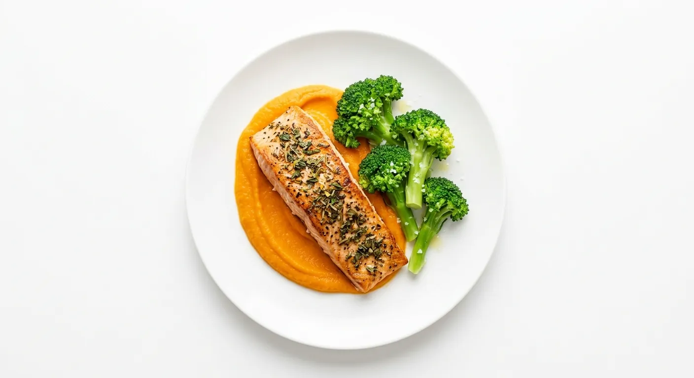 Provencal Salmon with Broccoli and Carrot Puree