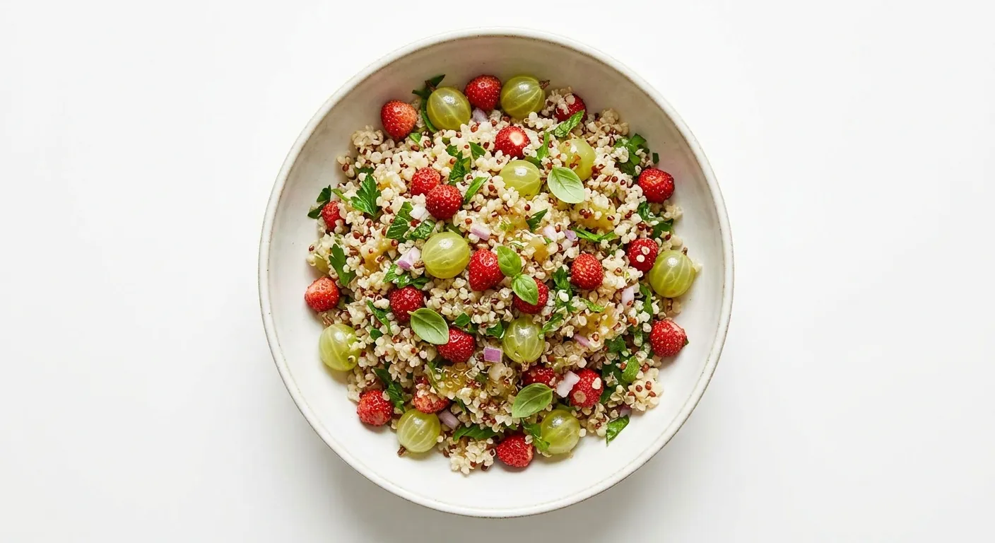 Quinoa Salad with Wild Strawberries and Gooseberries
