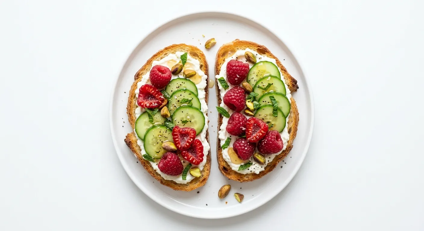 Raspberry and Cucumber Breakfast Bruschetta