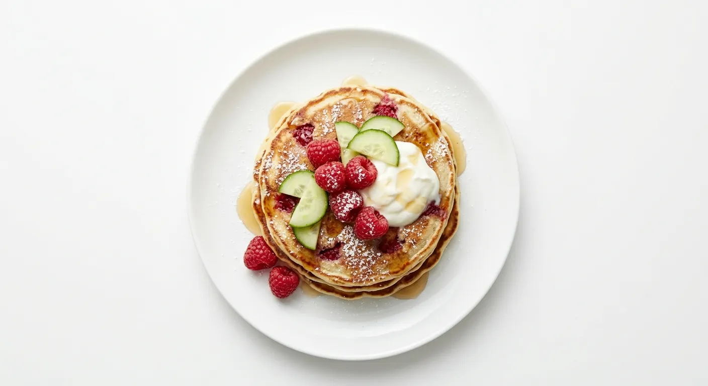 Raspberry and Cucumber Breakfast Pancakes
