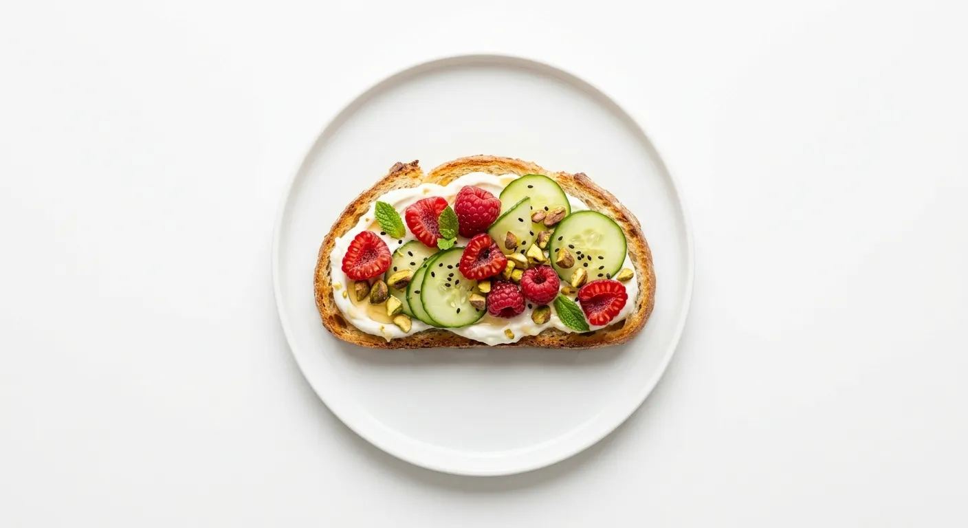 Raspberry and Cucumber Breakfast Tartine