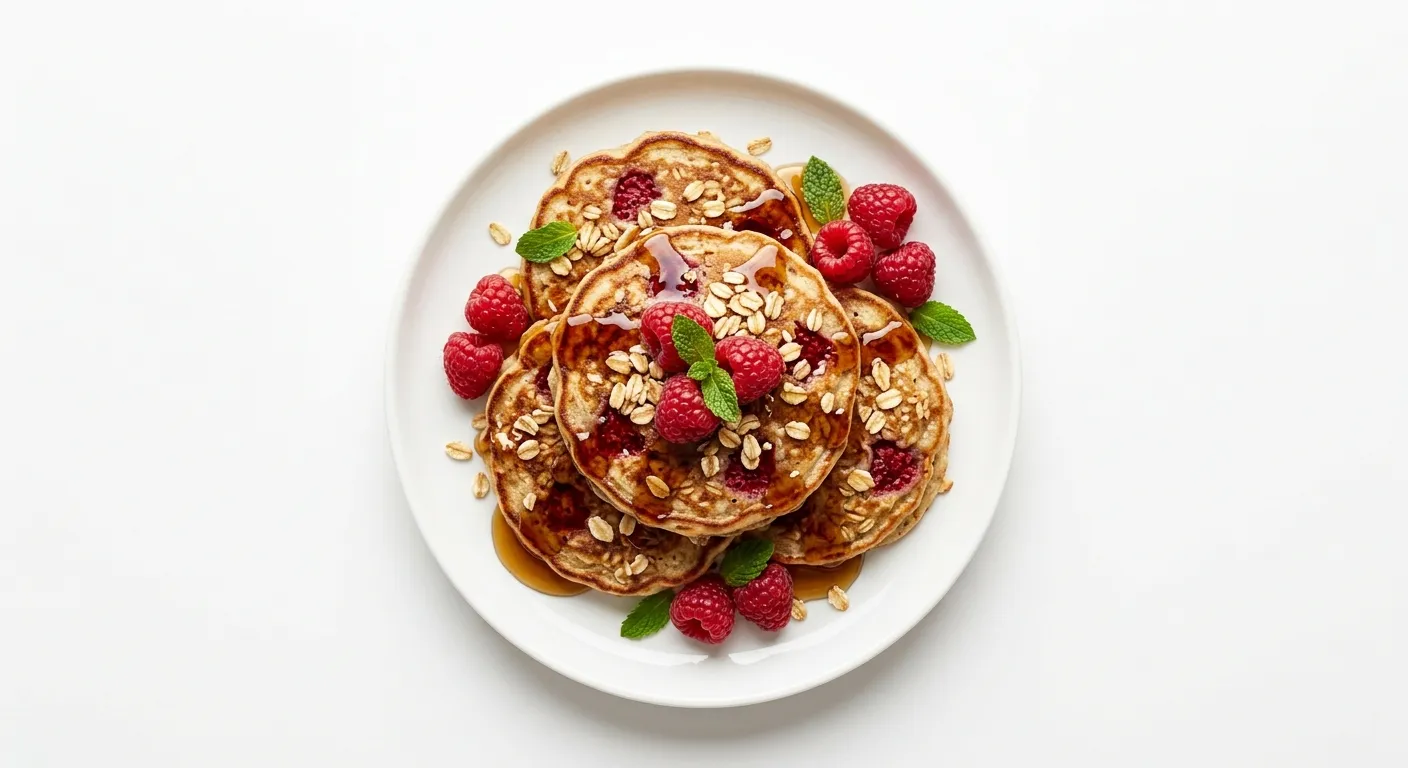 Raspberry and Oatmeal Breakfast Pancakes
