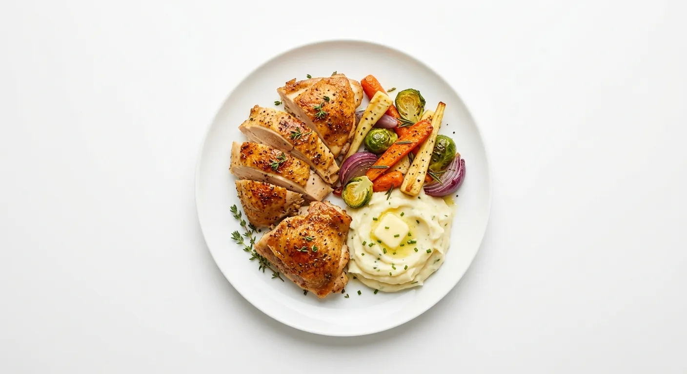 Roast Chicken with Vegetables and Mashed Potatoes