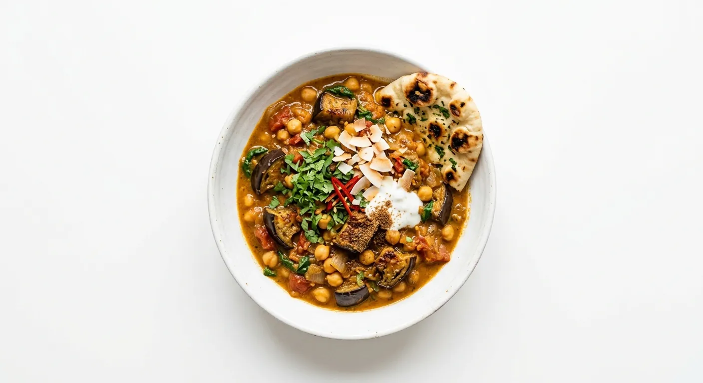 Roasted Aubergine and Chickpea Curry