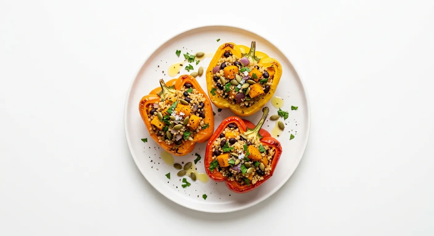Roasted Butternut Squash and Quinoa Stuffed Bell Peppers