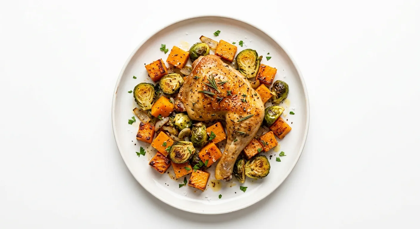 Roasted Chicken with Butternut Squash and Brussels Sprouts