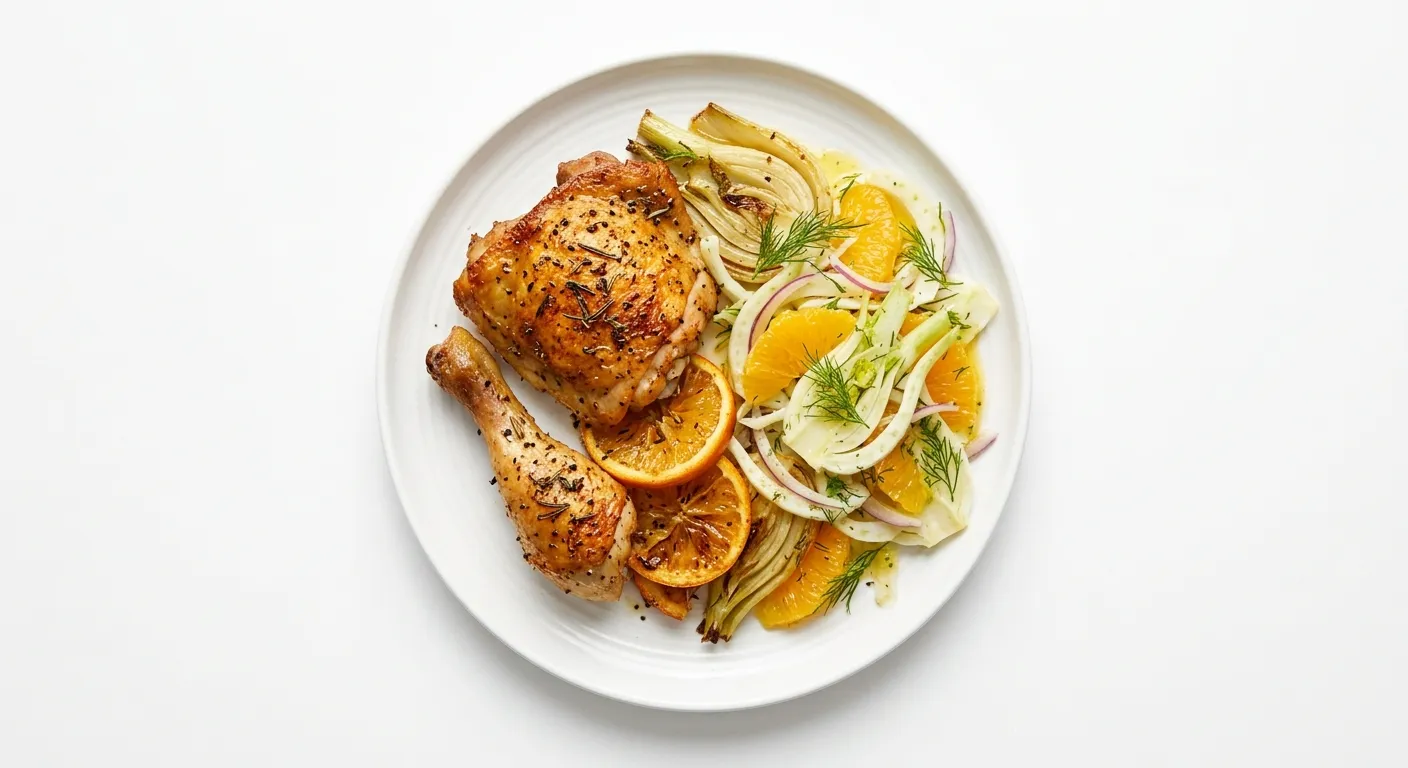 Roasted Chicken with Fennel and Orange Salad