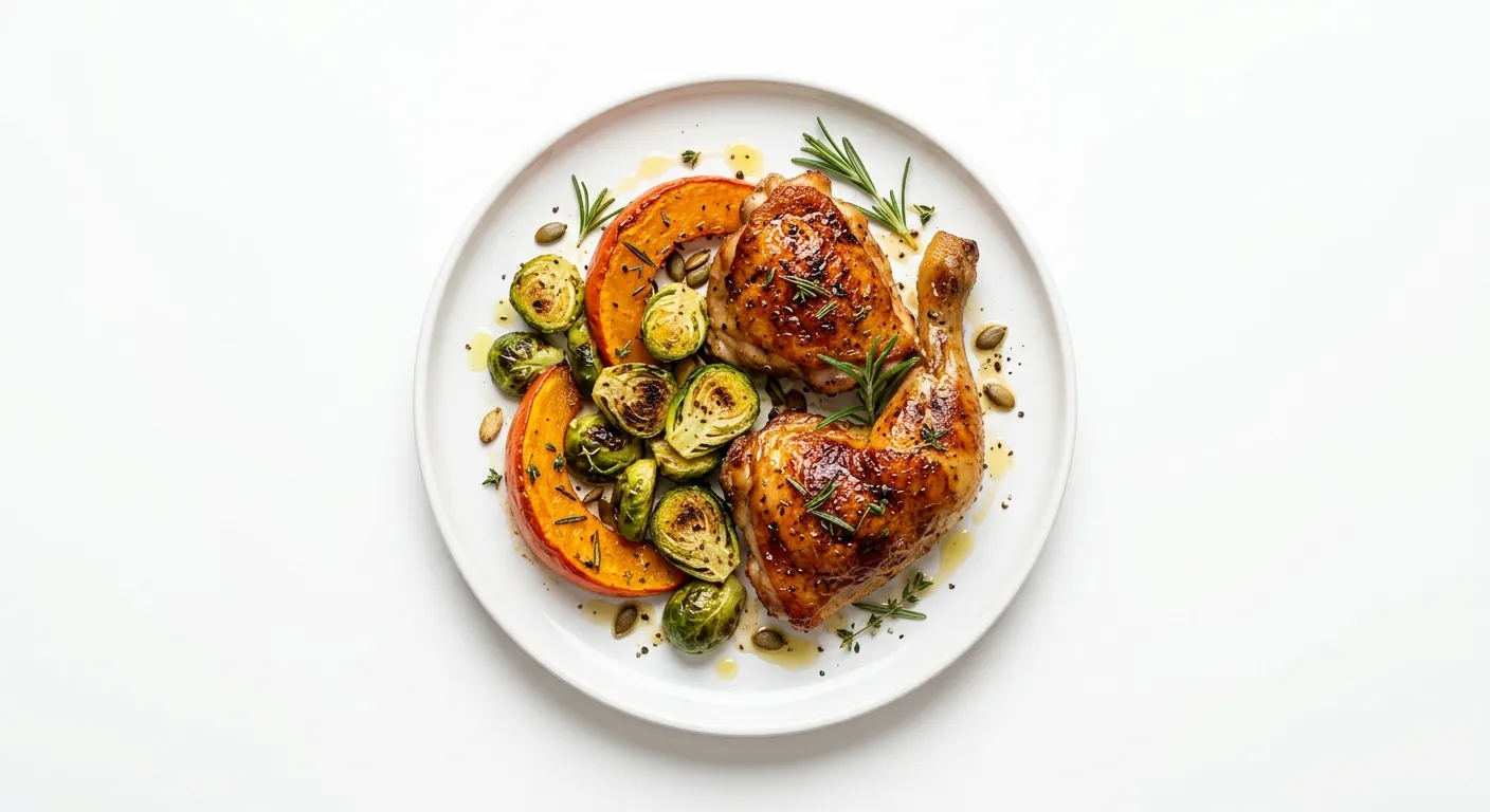 Roasted Chicken with Pumpkin and Brussels Sprouts
