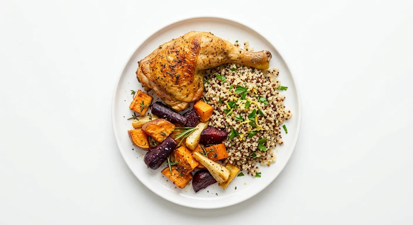 Roasted Chicken with Root Vegetables and Quinoa