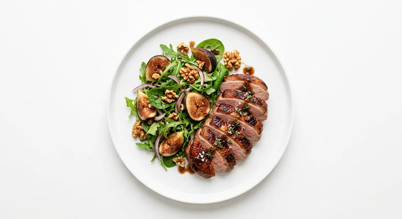 Roasted Duck with Fig and Walnut Salad
