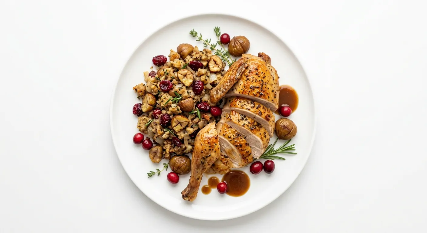 Roasted Pheasant with Chestnut and Cranberry Stuffing