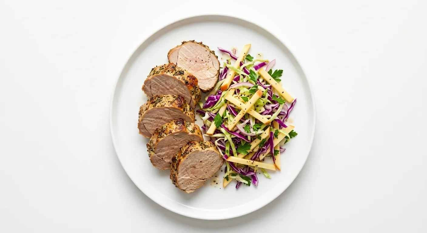 Roasted Pork Tenderloin with Apple and Cabbage Slaw
