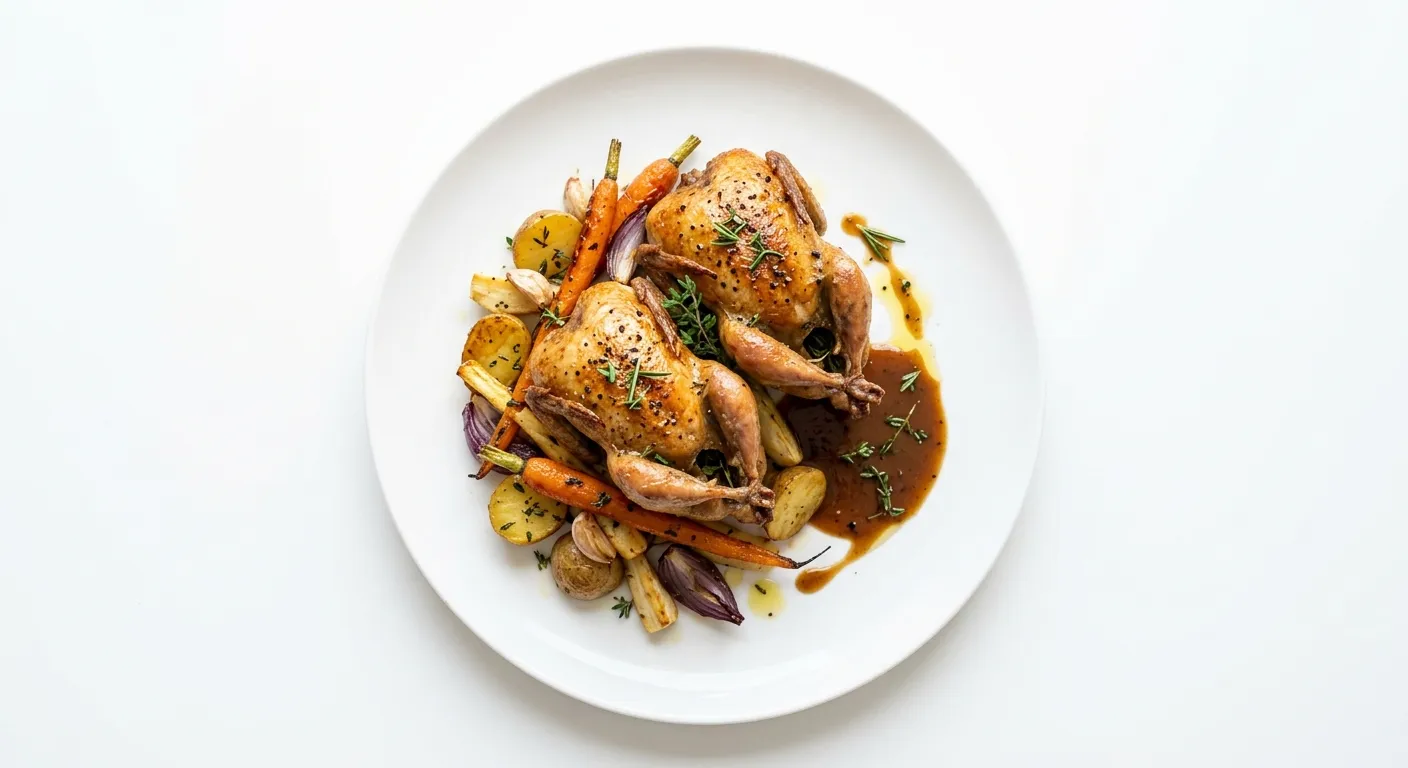 Roasted Quail with Herb Vegetables