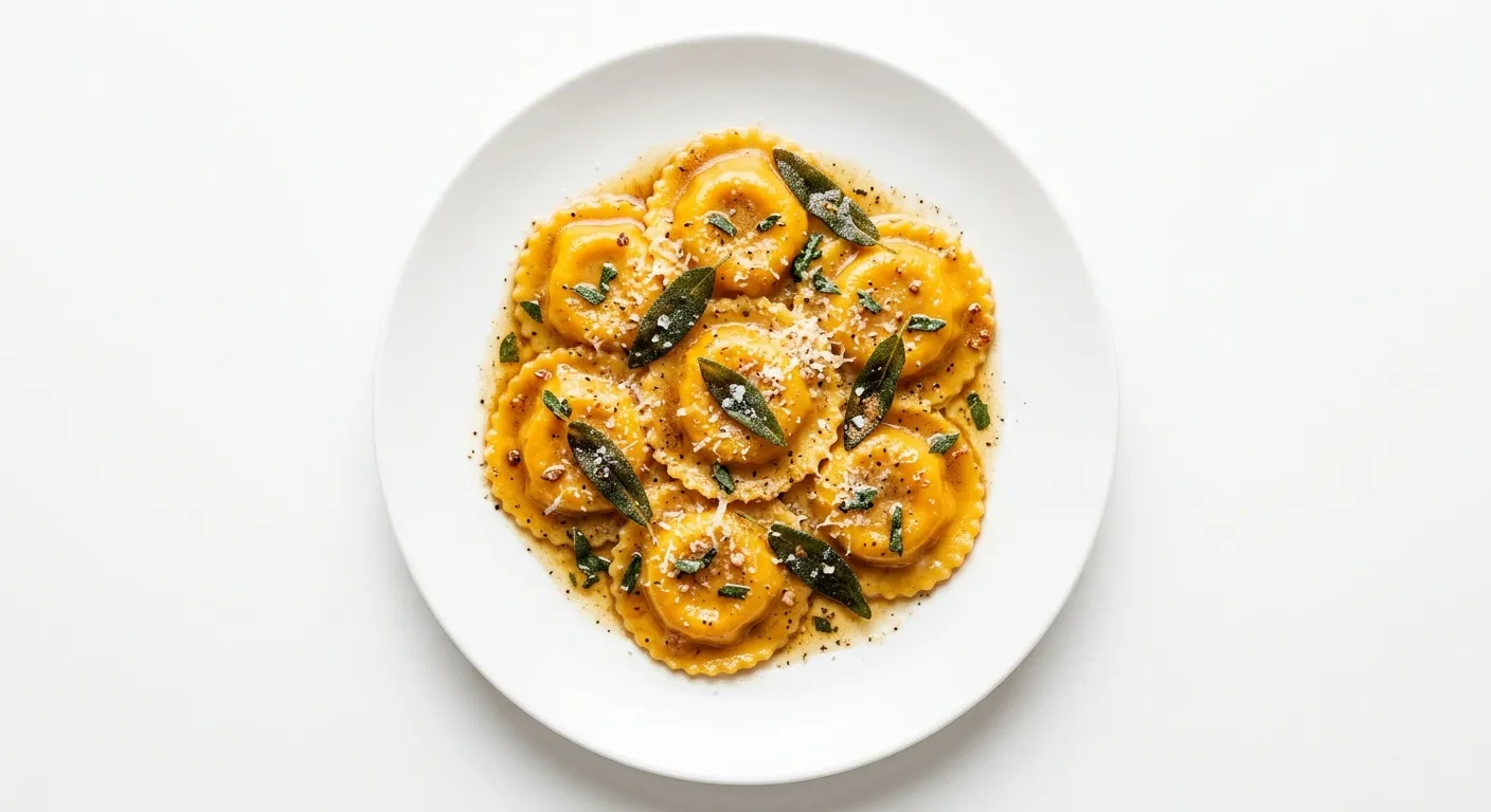 Saffron-infused Butternut Squash Ravioli with Sage Brown Butter