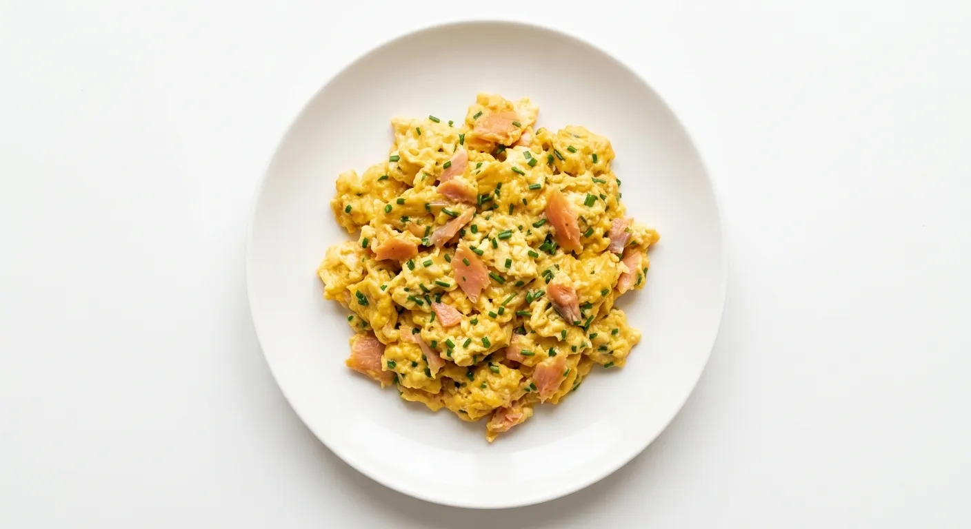 Saffron-Infused Scrambled Eggs with Smoked Trout and Chive