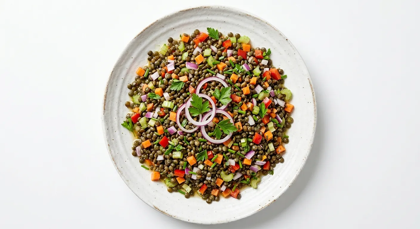Salade de lentilles et légumes croquants