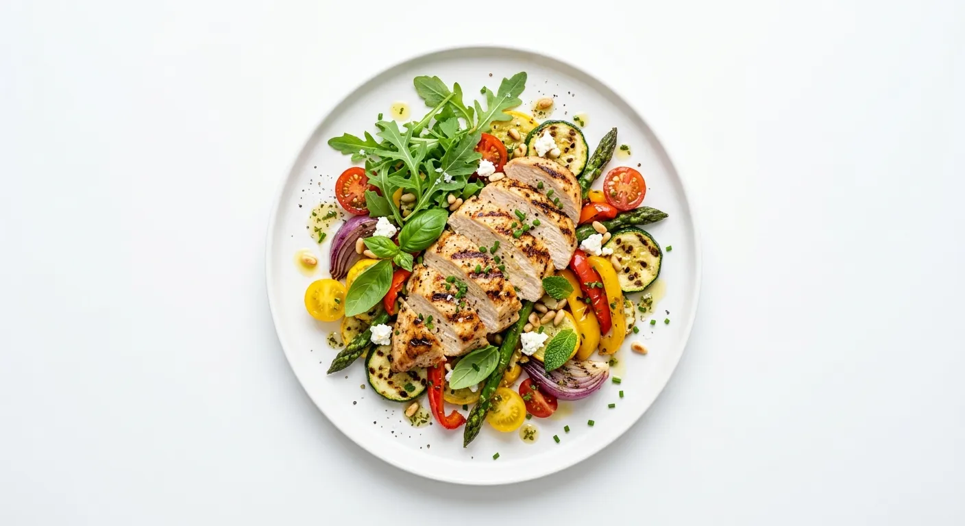 Salade de poulet grillé aux légumes dété