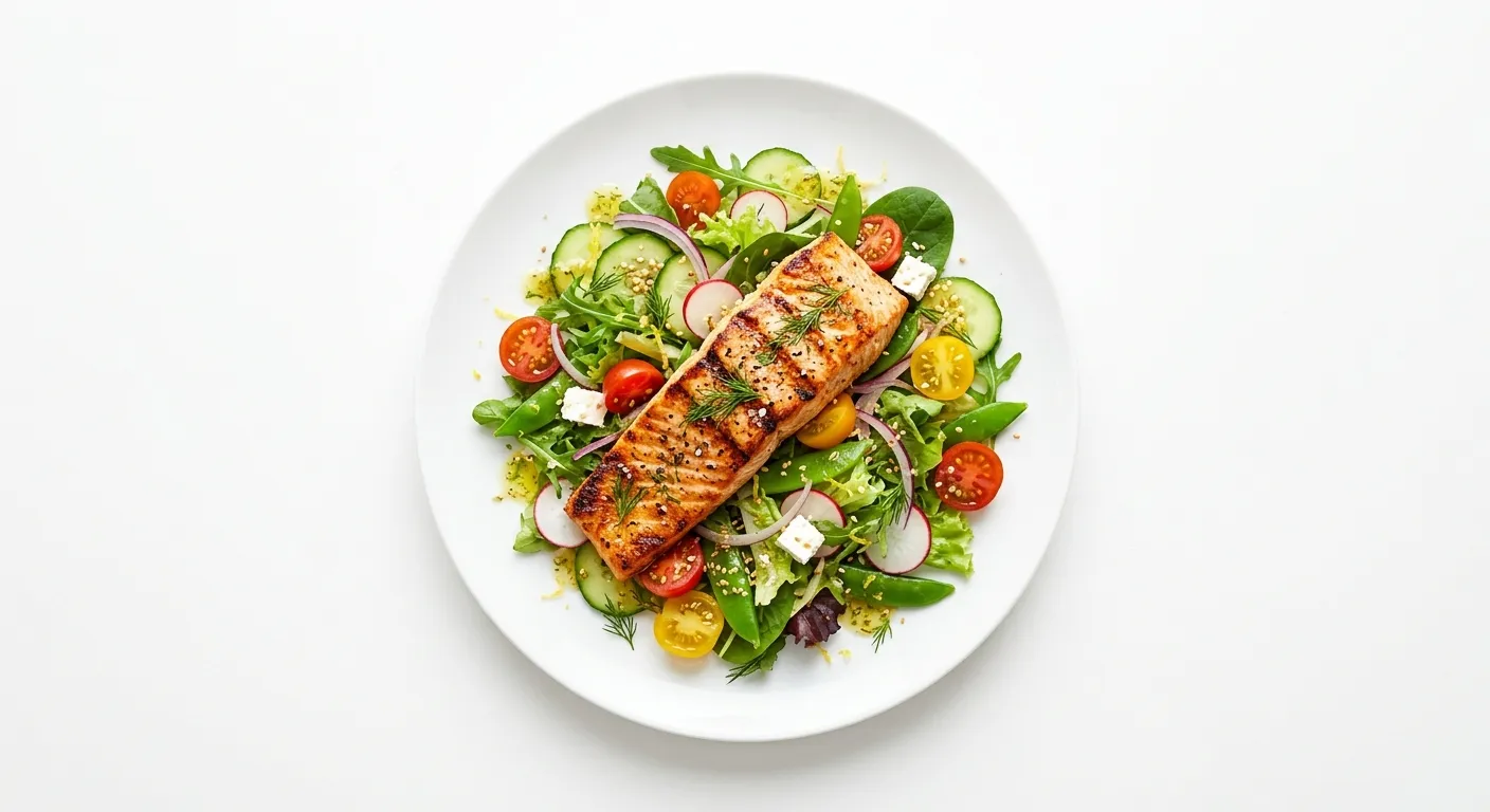 Salade de saumon grillé et légumes croquants