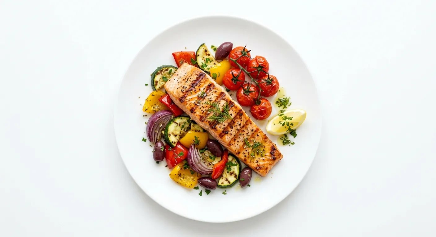 Saumon grillé aux légumes méditerranéens