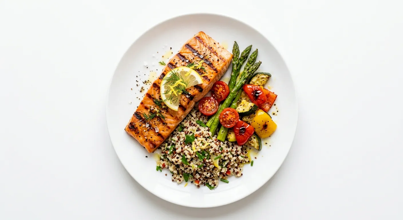 Saumon grillé avec quinoa et légumes