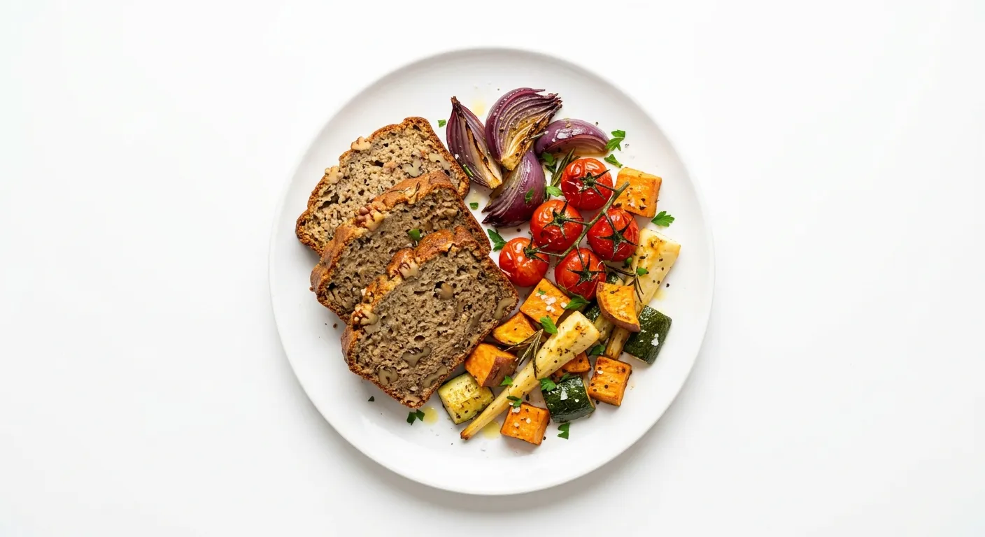 Savory Banana and Walnut Bread with Roasted Vegetables