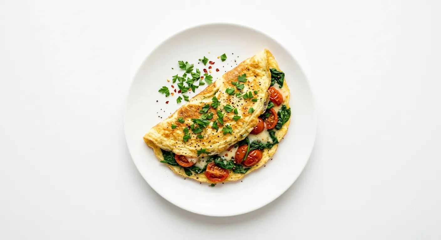 Savory Breakfast Omelette with Spinach and Tomatoes