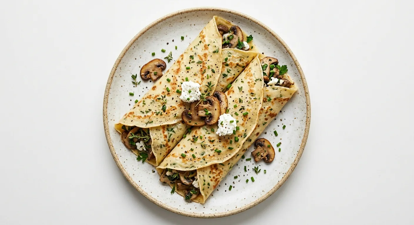 Savory Herb and Mushroom Crepes with Goat Cheese