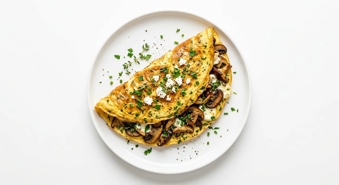 Savory Herb and Mushroom Omelette with Goat Cheese