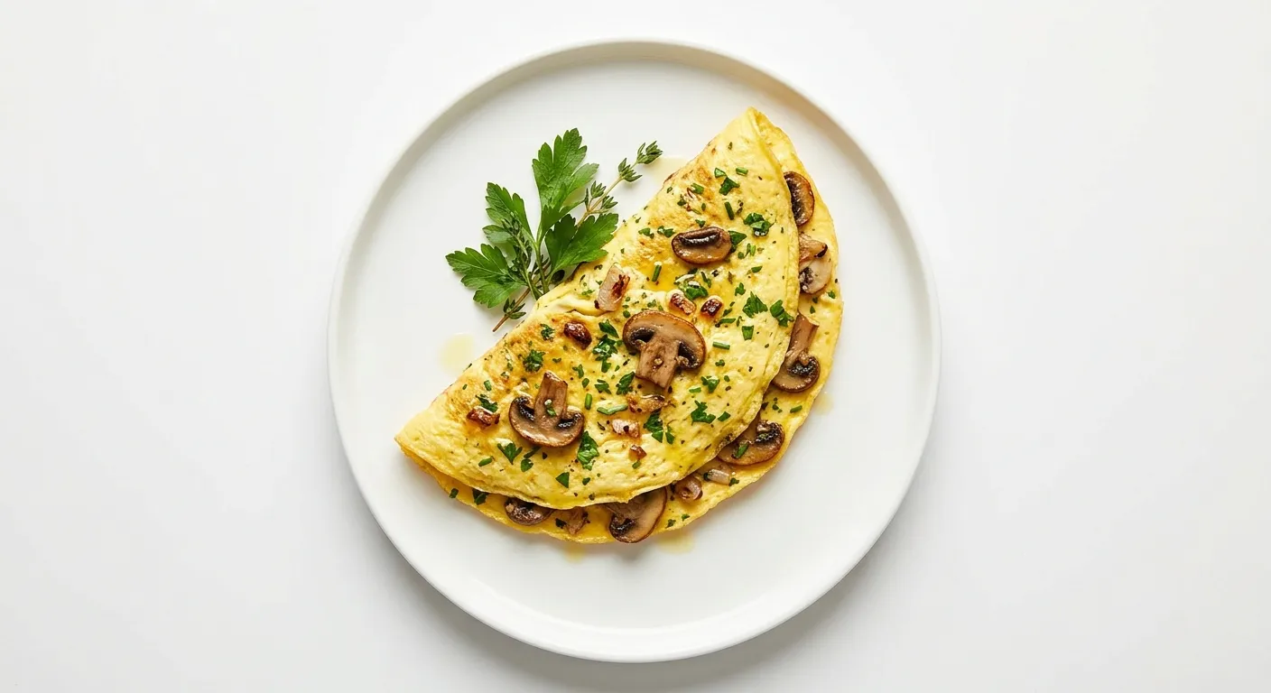 Savory Herb and Mushroom Omelette with Truffle Oil
