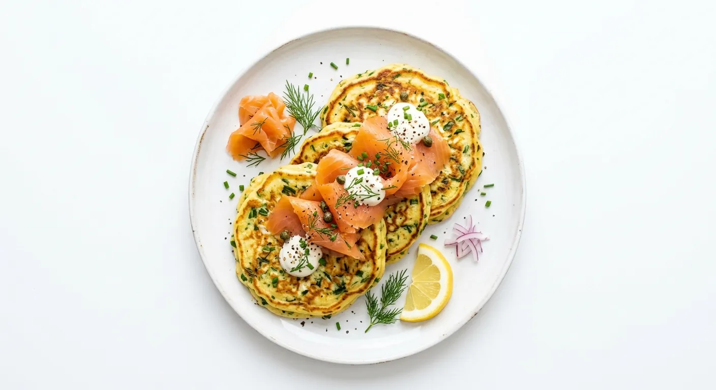 Savory Herb and Ricotta Pancakes with Smoked Salmon