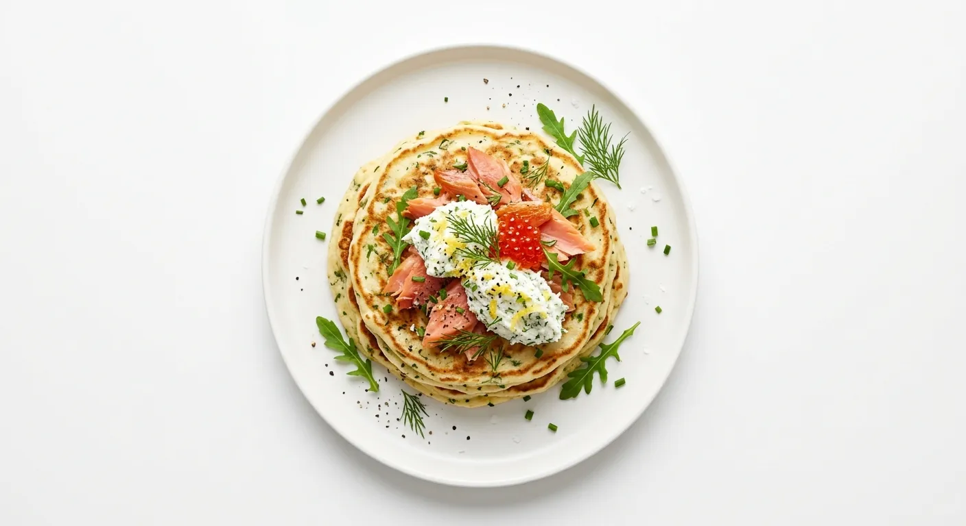 Savory Herb and Ricotta Pancakes with Smoked Trout