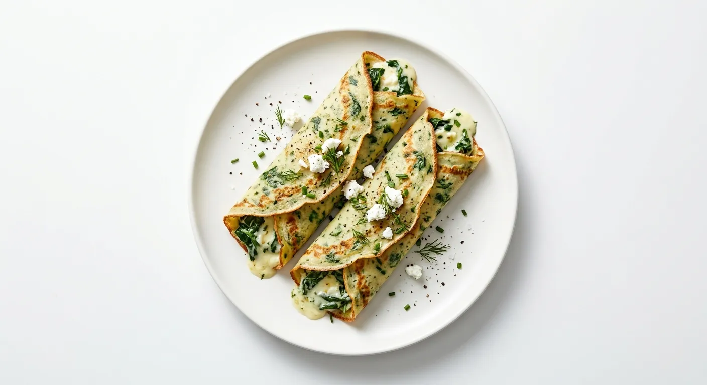 Savory Herb and Spinach Crepes with Goat Cheese