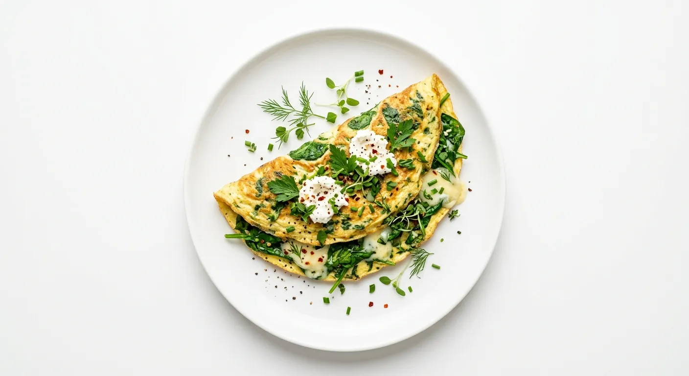 Savory Herb and Spinach Omelette with Goat Cheese