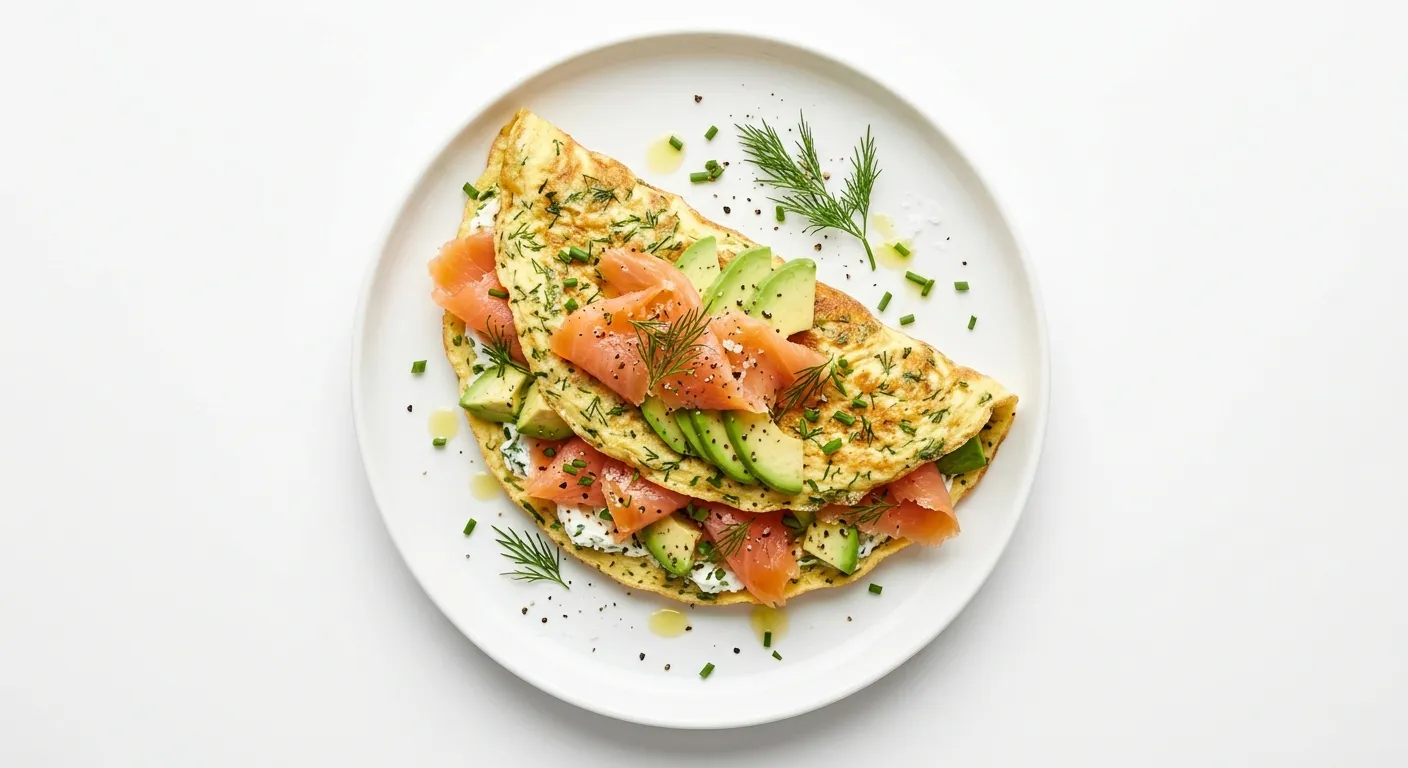 Savory Herb Omelette with Smoked Salmon and Avocado
