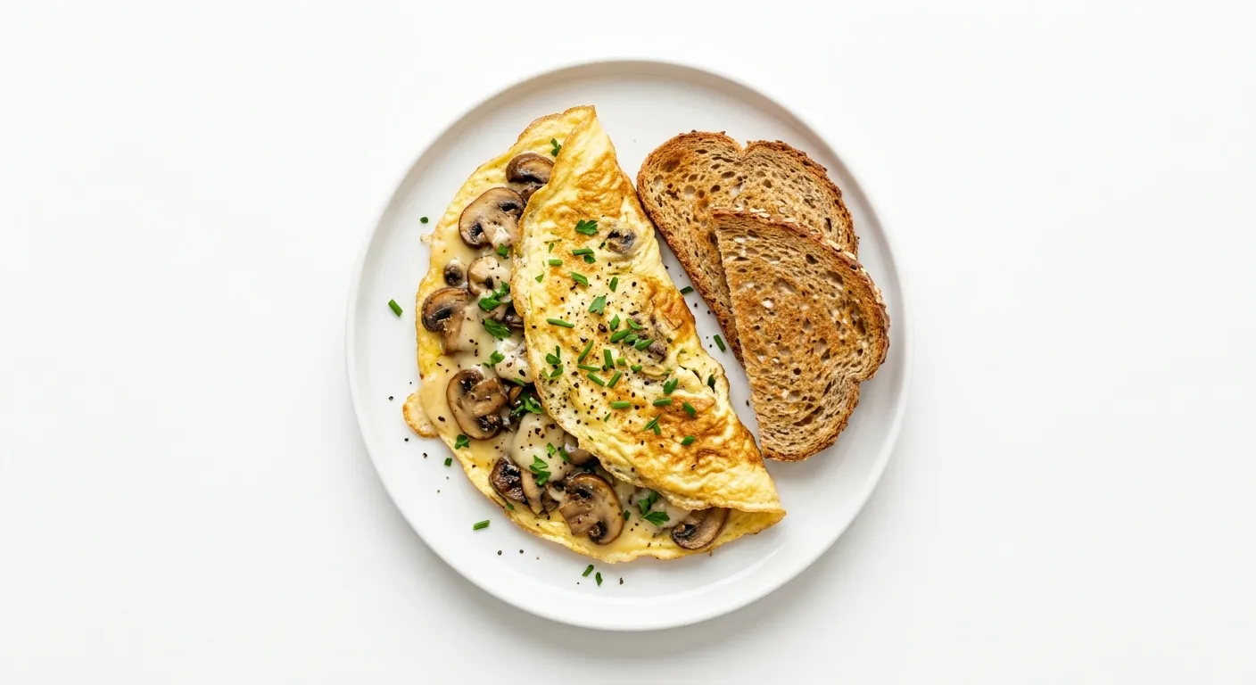Savory Mushroom and Cheese Omelette with Whole Grain Toast