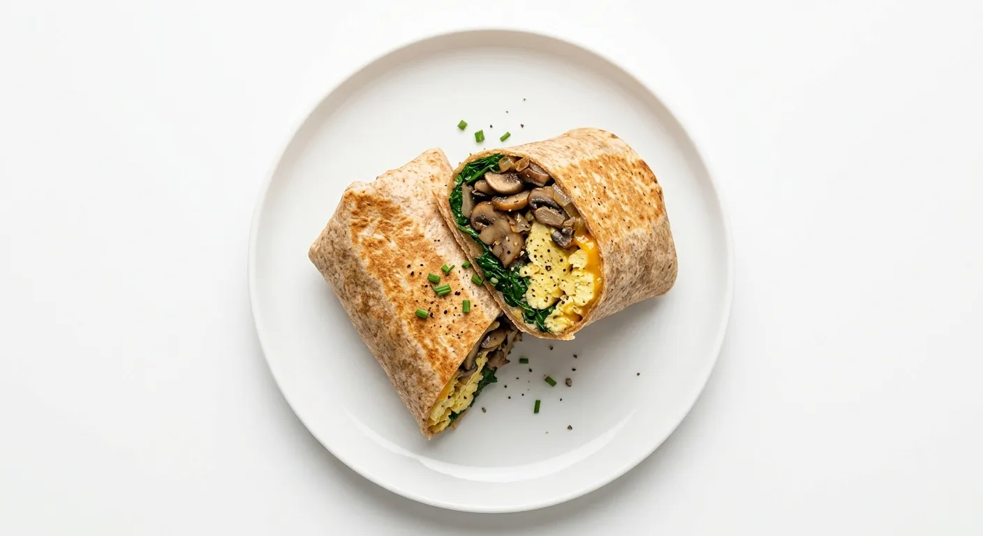 Savory Mushroom and Spinach Breakfast Wrap