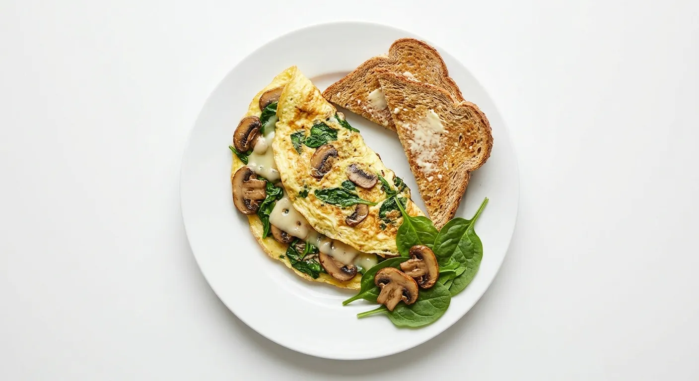 Savory Mushroom and Spinach Omelette with Whole Grain Toast