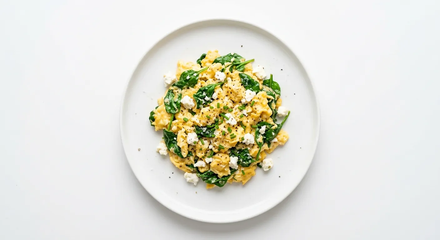 Spicy Scrambled Eggs with Spinach and Feta