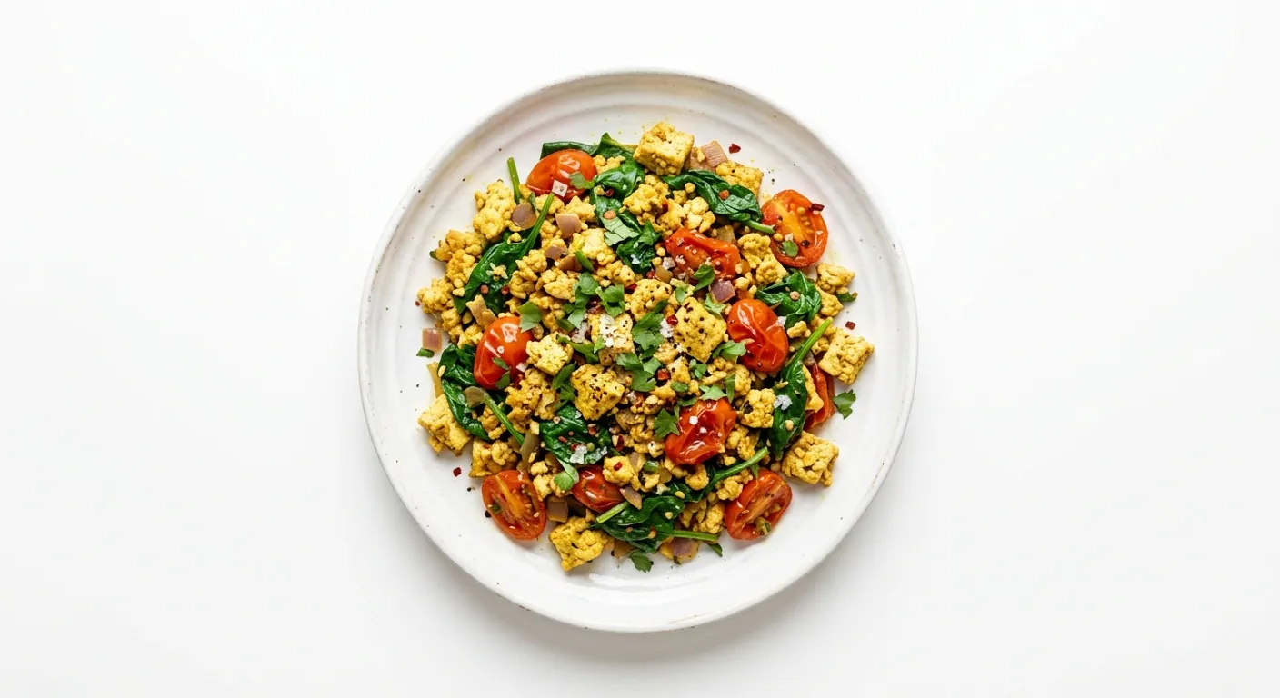 Scrambled Tofu with Spinach and Tomato