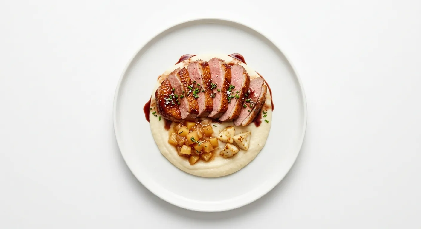 Seared Duck Breast with Apple and Celeriac Puree