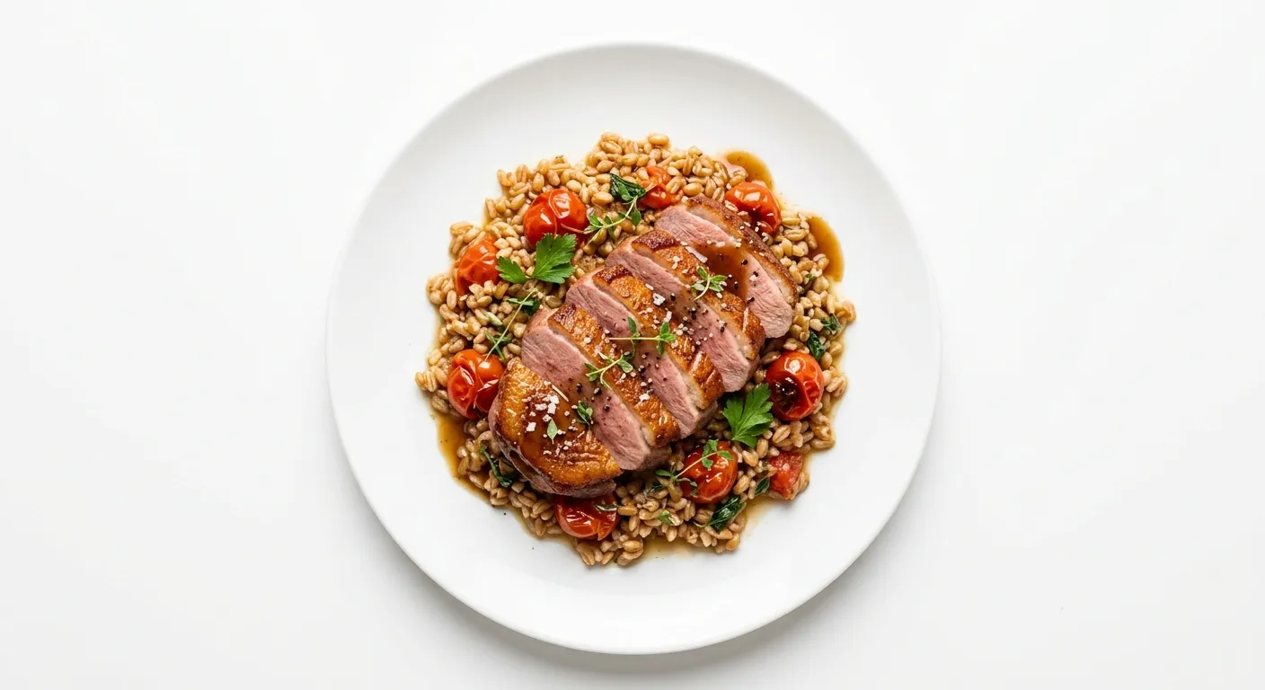 Seared Duck Breast with Tomato and Herb Farro