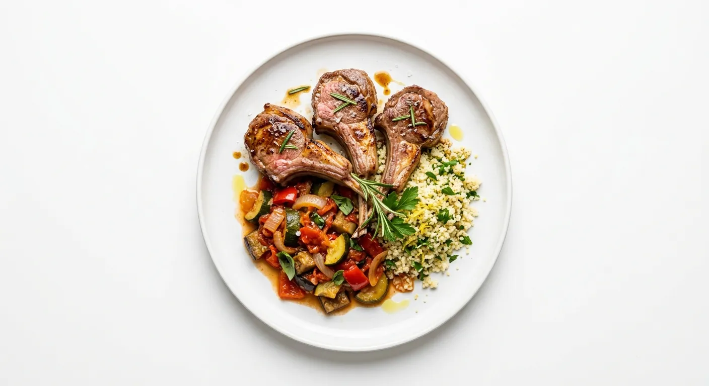 Seared Lamb Chops with Ratatouille and Couscous